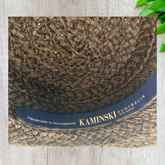 Helen Kaminski Hat Classic 5 Turn Up Brim Raffia Coffee Brown UPF 50+ No Ribbon - Picture 6 of 8